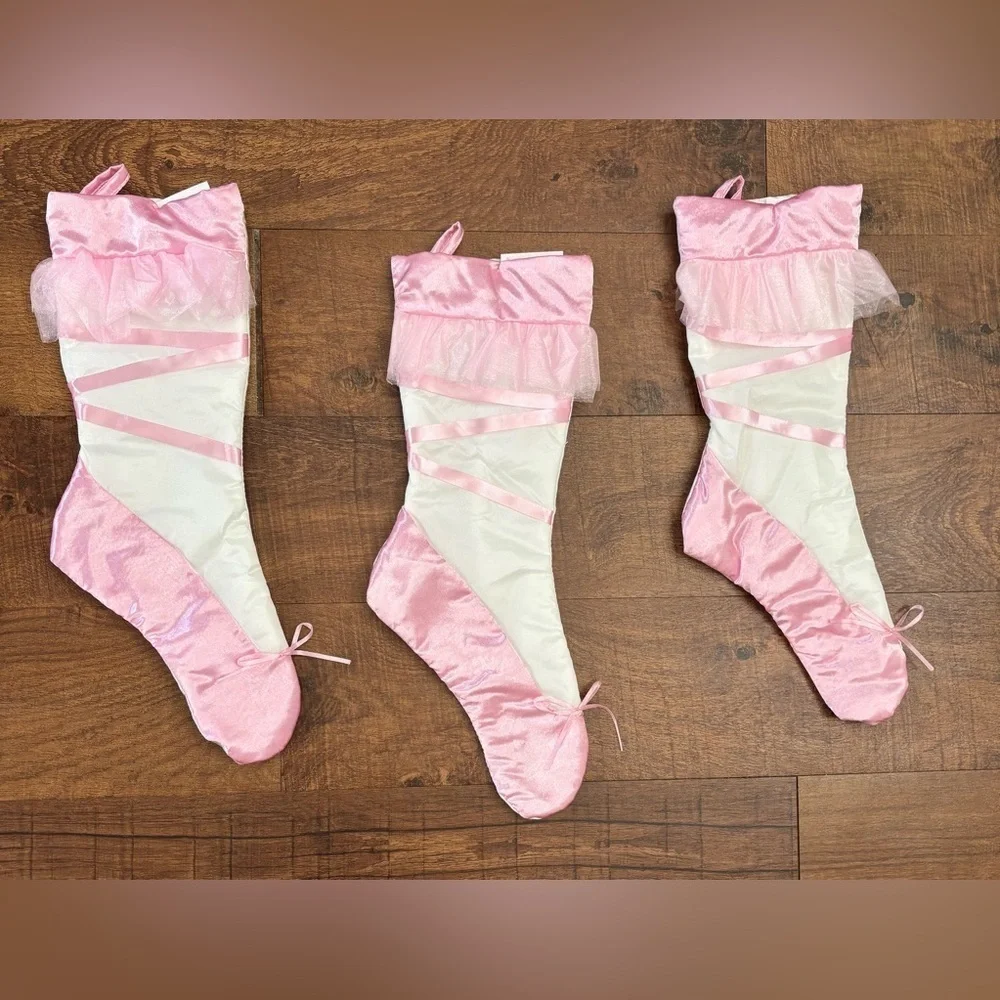 NWT ballerina ballet slipper shoe Christmas stockings 5 total 19”L each